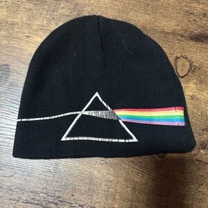 Vintage Pink Floyd Beanie with Rainbow Prism Design